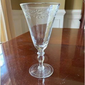 One Hawkes “Henley” Pattern Crystal Water Glass Goblet Stemware, 7”